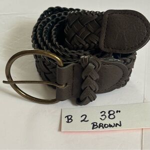 Braided brown buckled belt Unisex up to 38” EUC